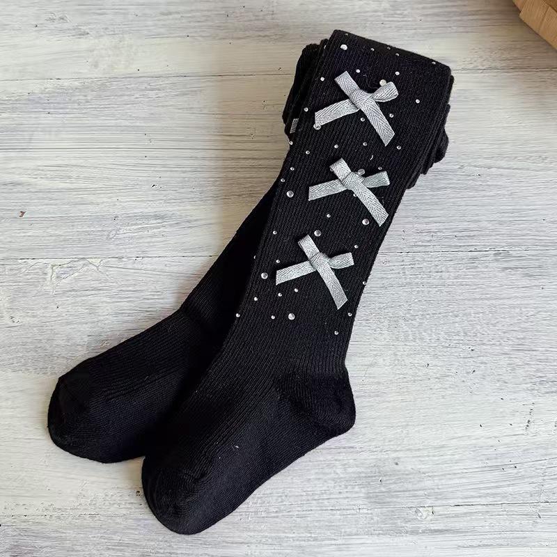 Sparkling Kids Girls Tights White Sheer Pantyhose Spring Fall Thin Dressy Leggings with Rhinestones Dressy Outwear Party Tights