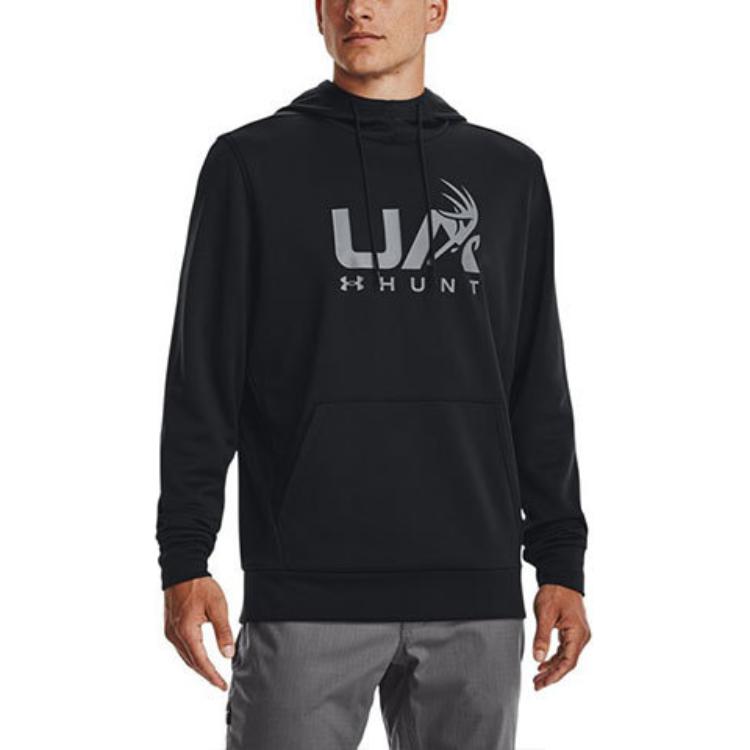 Under Armour Buchstabendruck Fleece Jagd Hoodie Herren Hoodies Schwarz 1375114-001