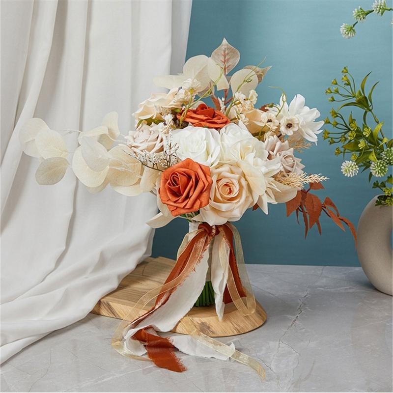 Functional Bridal Flower Bouquet Countrysides Style Bridesmaids Bouquet Artificial Wrist Flowers for Wedding Decors