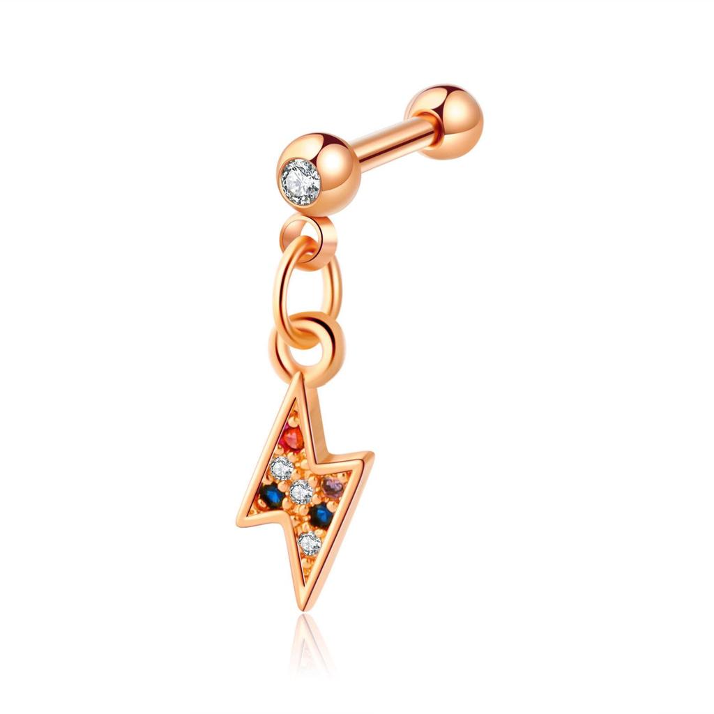 Zircon Stainless Steel Cartilage Stud Earrings - European & American Style