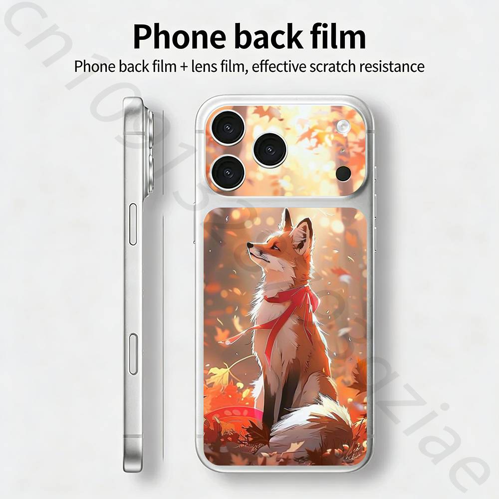 

Cute Cartoon Animal Fox For iPhone 17 pro Max /17 pro Full Cover Decal Skin Wrap 3D Colorful Rear Protective Sticker Film iPhone17pro