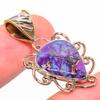 Natural Purple Copper Turquoise 925 Sterling Silver Two Tone Pendant 1.50'' d1G78
