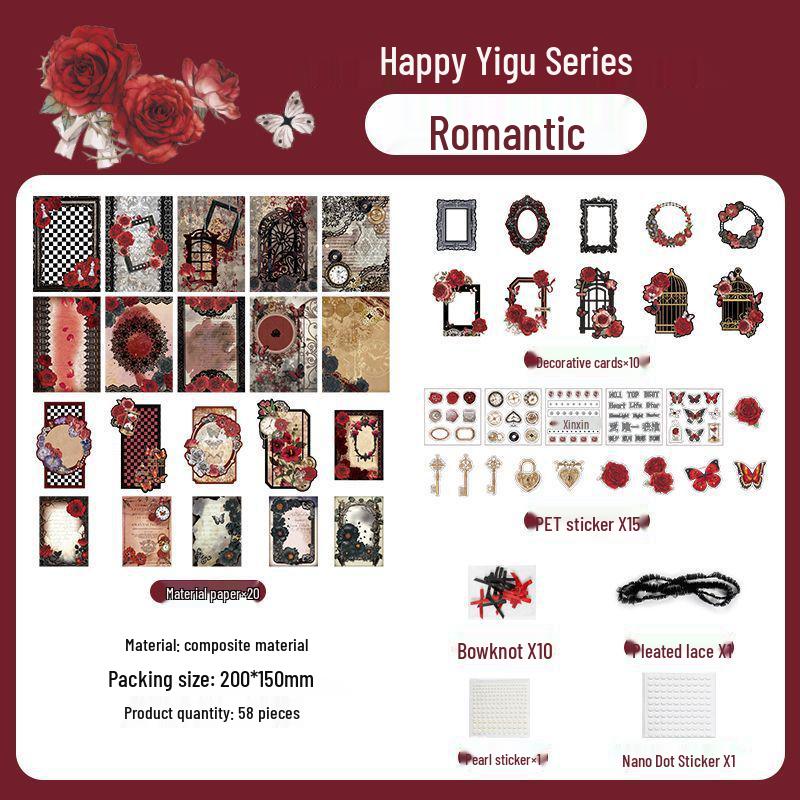 Happy Ribbon Lace Ita Bag: Red Paper Background, Beauty Stickers & Punch Board