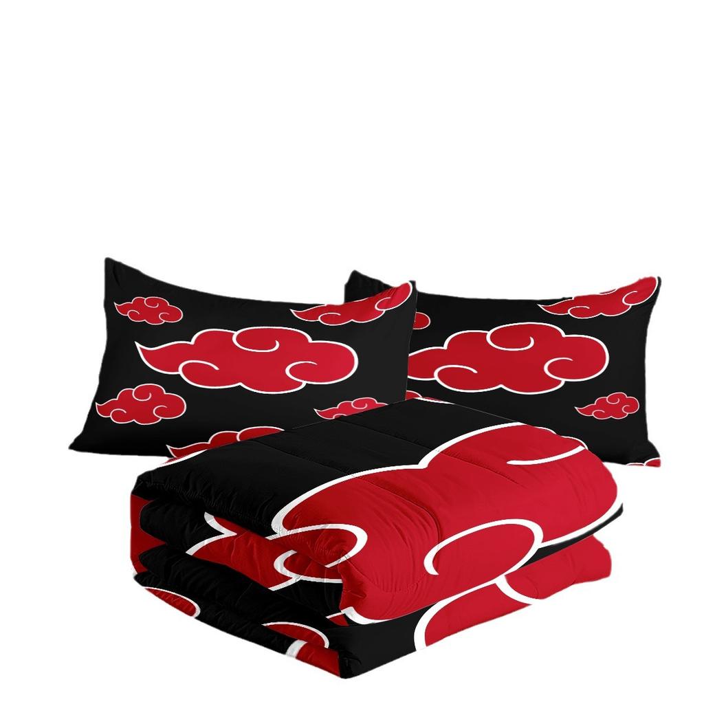Naruto Cloud Fat Quilt Thickened Student Dormitory Black Bed Filling Quilt Digital Printing Quilt Cover Three-piece Set
