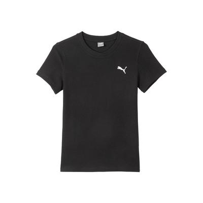 Her Structured Round Neck Solid Color Simple Short Sleeve T-Shirt Women Tops Black 686325-01