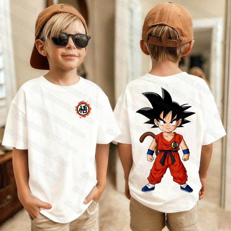 Anime Dragon Ball Kids T-shirt Son Goku Cute Cartoon Fashion Print Summer Cotton Boys Girls Loose Short Sleeve Clothing Gifts