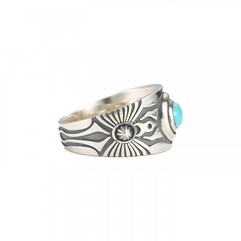 Mens Adjustable Turquoise Tone Ring With Tribal Handmade Vintage Style