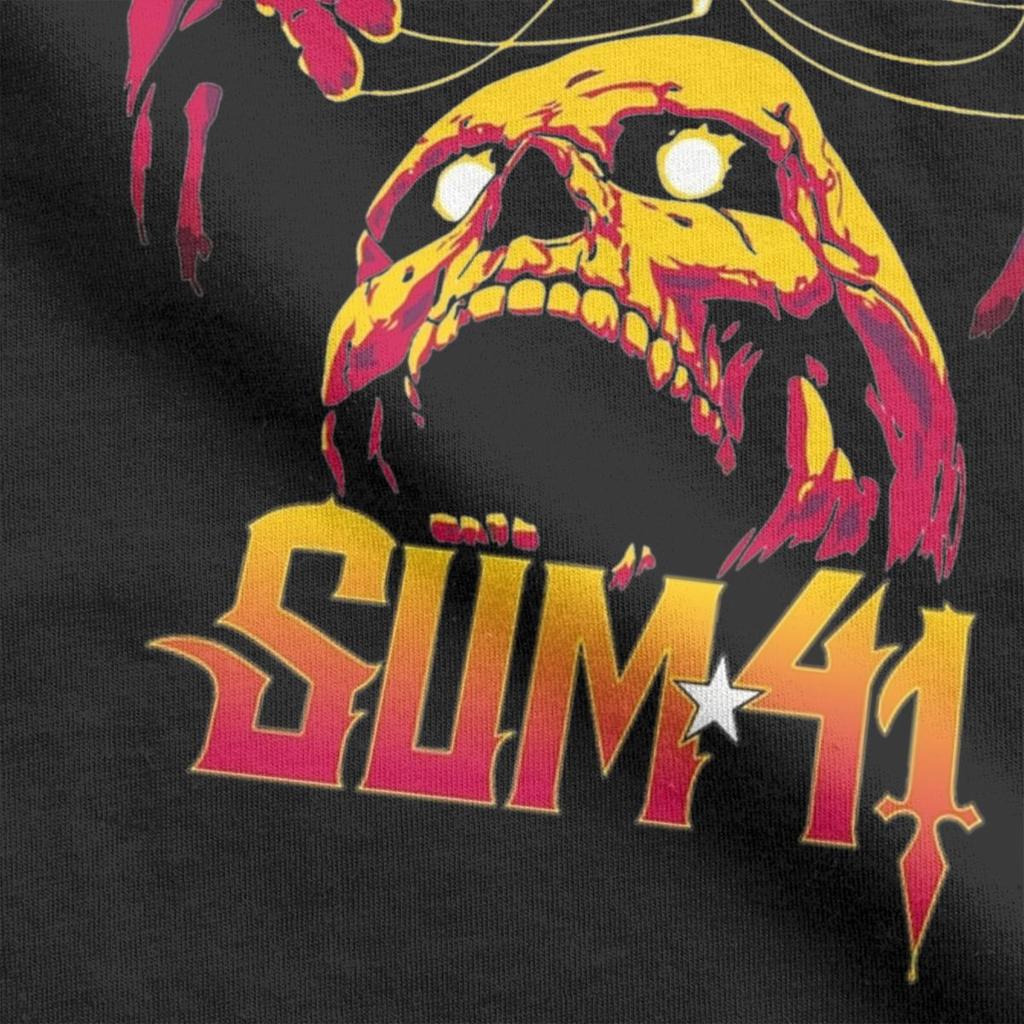 The String Skull Sum 41 Band T-Shirt Men SUM41 Punk Funny Cotton Tee Shirt Round Neck Short Sleeve T Shirts Graphic Printed Tops