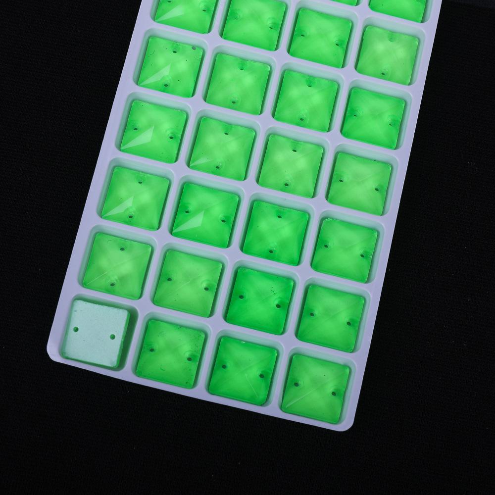 Crystal Glass Hand Sewn Drill, Square Fluorescent Flat Bottom Mocha Neon Dopamine Rhinestone Diy Clothing Accessories