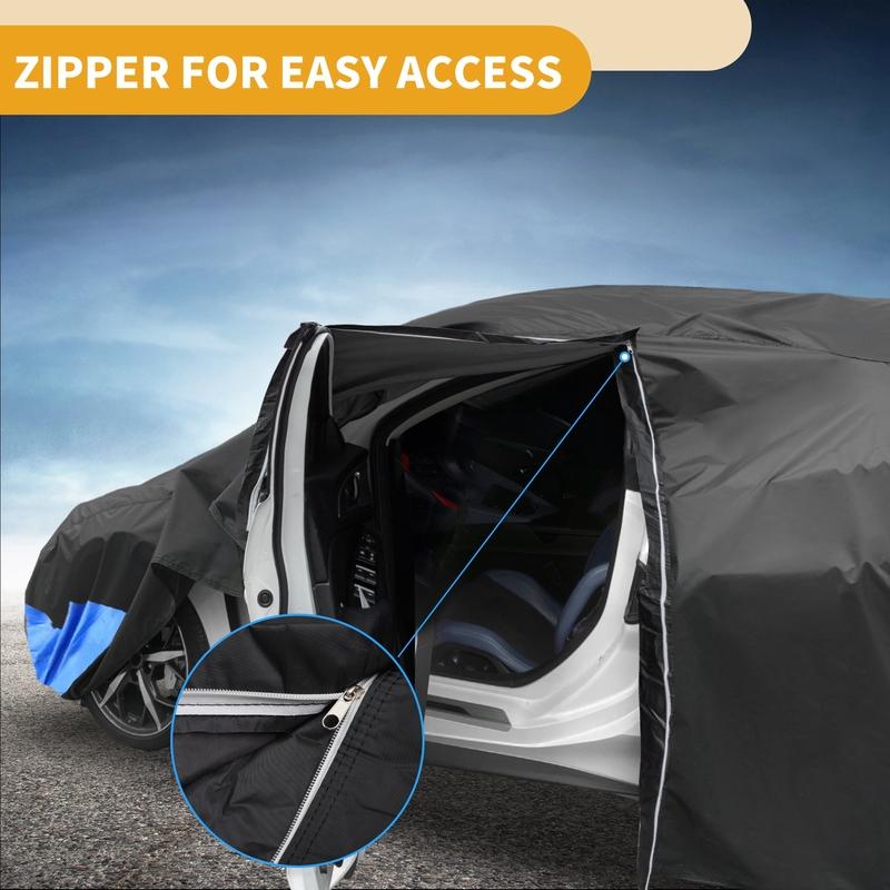 Motoforti Waterproof Car Cover Car Outdoor Full Car Cover for Tesla Model 3 210DBlack Blue with Door Zipper