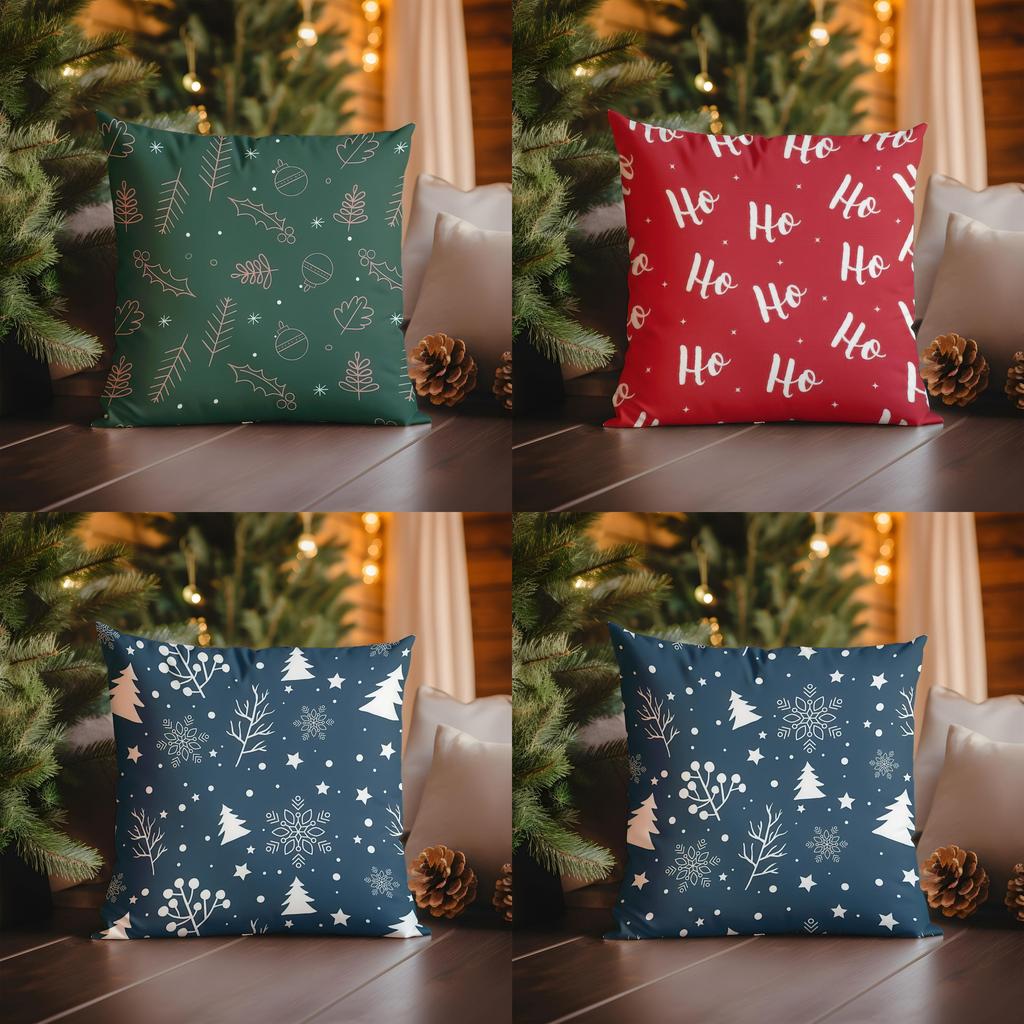 Home Decor Christmas Green Pillow with Tree Patterns Pattern Cushion Cover Suitable for Sofa Bedroom Car Pillow Cover