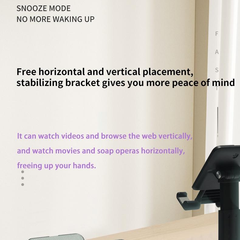 Alarm Clock Bluetooth Speaker Tablet Mobile Phone Stand Rotation Lifted Folding Portable Charging Bank LED Colorful Lights U Disk Player