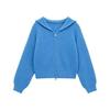 Petite Women's Korean Style Waffle Knit Zip-Up Hoodie Cardigan