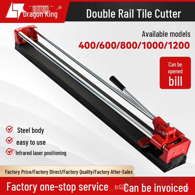 Manual Tile Cutter with Double Rail Steel Base, Push Knife, Scoring Knife, & Infrared Guide (600/800/1200 mm) for Wall & Floor Tiles.