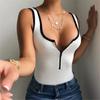 Summer Sleeveless Women's Sexy Bodysuit Striped Zippered Knitted Jumpsuit Women Backless Slim Fit Casual Lady Rompers and Playsuits 24095