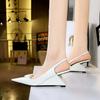 Fashion High Heels Women Sandals Fashionable Patent Leather Pointed Hollow Back Strap High Heeled Sloping Heel Shoes for Women's Shoes