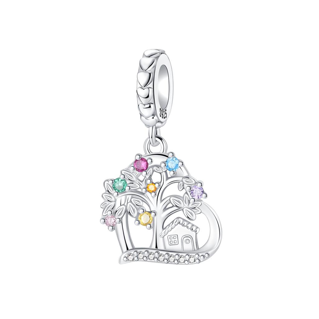 Copper Yellow Flower House Beads Tree Of Life Crossing Charms For Bracelet Pendant Women Jewelry Gifts