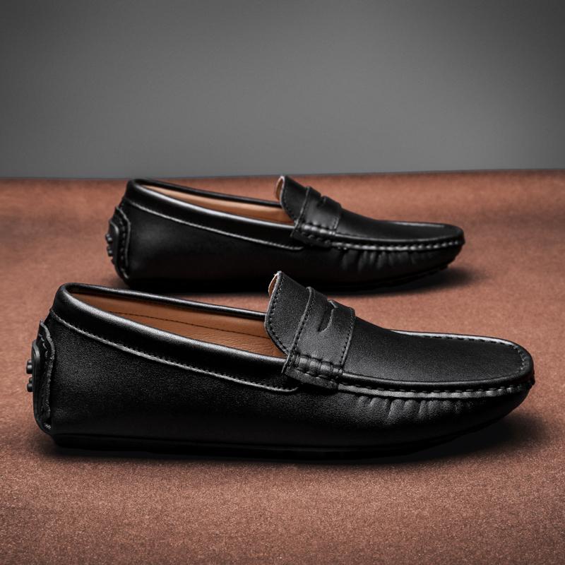 Zapatos de cuero genuino de talla grande, mocasines para hombre, zapatos casuales cómodos, mocasines planos para hombre, calzado para hombre