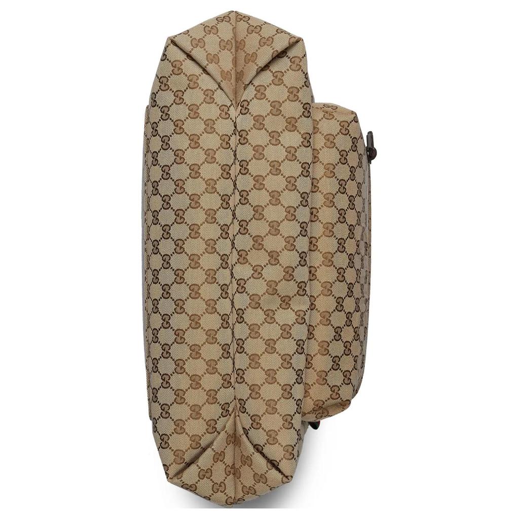 Gucci GG Supreme Canvas Front Pocket Tote Bag With Web Stripe In Beige For Unisex Daily Use