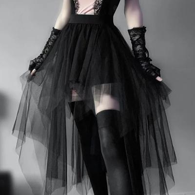 Net Yarn High-Waisted Irregular Skirt for Women Gothic Style Summer Casual Skirt Sexy and Charming Goth