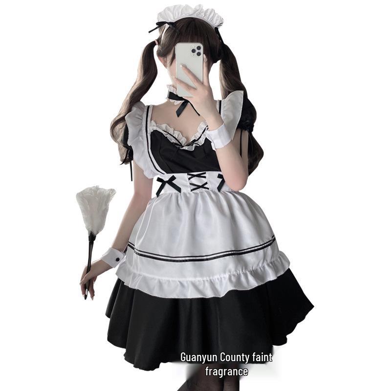 Linlin Ting Sexy Cutout Japanese Apron Maid Costume with Lace-up Design