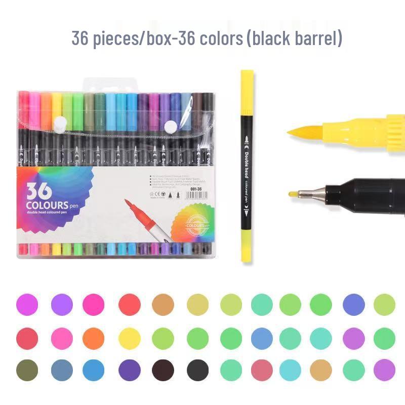 Water-based Double-ended Watercolor Pen Set with Colored Fine Liner and Soft Tip