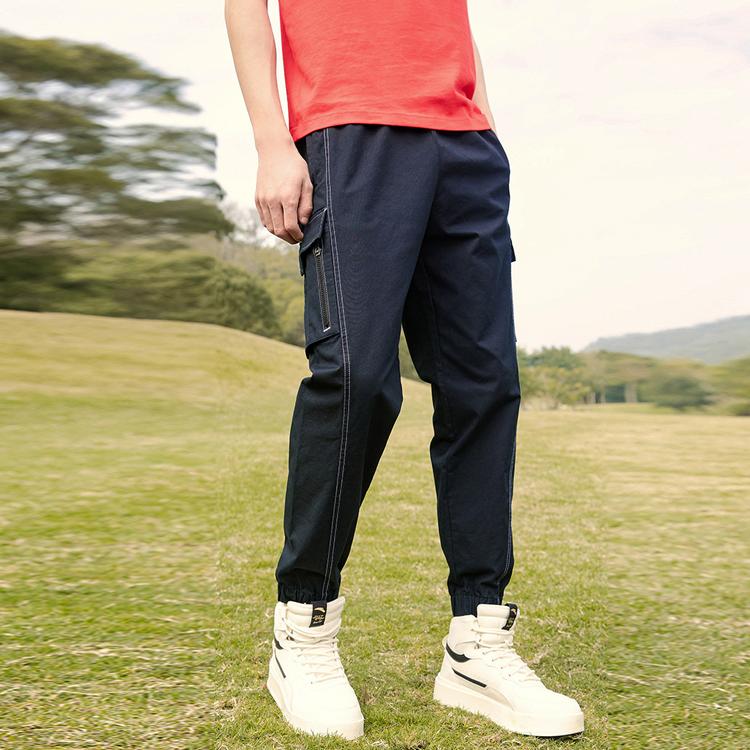 Anta Solid Color Pocket Decorated Drawstring Sweatpants Men Bottoms Black 952221501-2