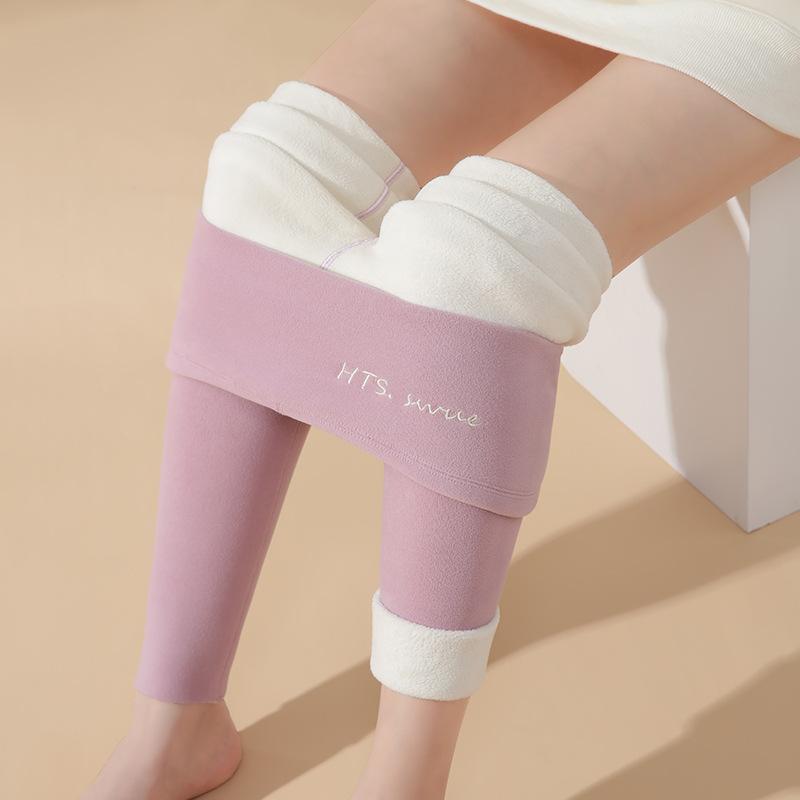 German velvet thermal pants women wear autumn and winter 2025 new velvet thickened cotton pants long johns lamb velvet leggings