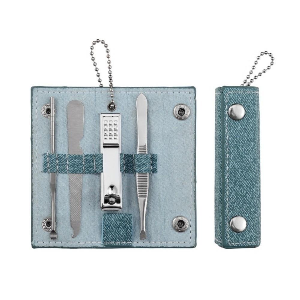 4 in 1 Nail Clipper Kit Stainless Steel Eyebrow Trimming Tool Portable Manicure Tools Set