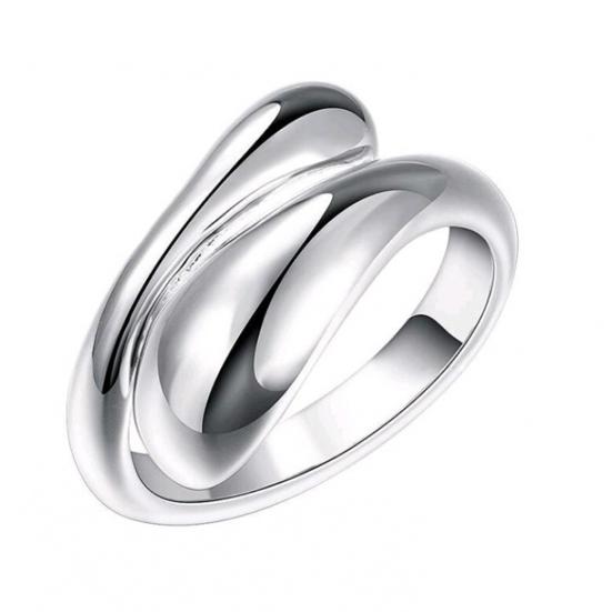 4 Pcs/Set Women Jewelry Set Water Drop Shape Polished Metal Adjustable Open Design Earrings Necklace Bangle Ring Set Lady Daily Jewelry