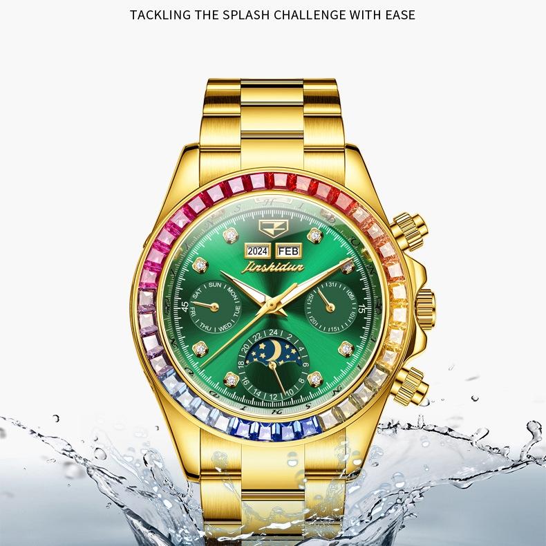 JINSHIDUN Watches Are Simple, Business-friendly, Waterproof, Luminous, Multi-functional Mechanical Watches for Men