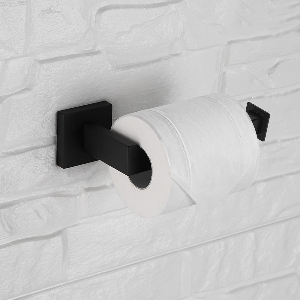 Black Wall Mounted Rack Toilet Roll Paper Holder Bathroom Tissue Rack Storage Shelf