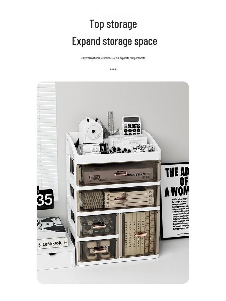 Desktop Skincare & Stationery Organizer: Large-Capacity, Multi-Layer, Drawer-Type Storage Box