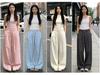 Women's Summer Yamo Wide-Leg White Pants: Casual, Loose-Fit, Milk Puff Texture