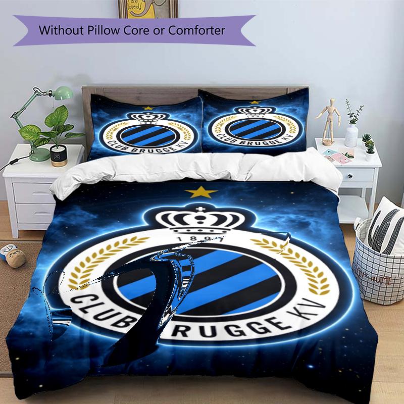 3pcs Duvet Cover Set (1*Duvet Cover + 2*Pillowcase, Without Core), Club Brugge K V Print Bedding Set, Bedroom Decor, All‑Season, Gift
