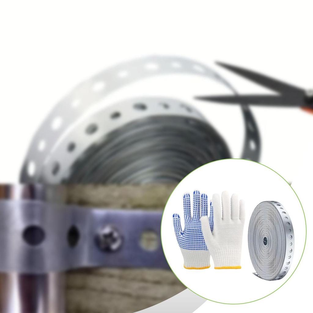 Pipe Hanger Strap Metal Securing Straps Tape with Gloves Home Repair Accessories Band DIY for