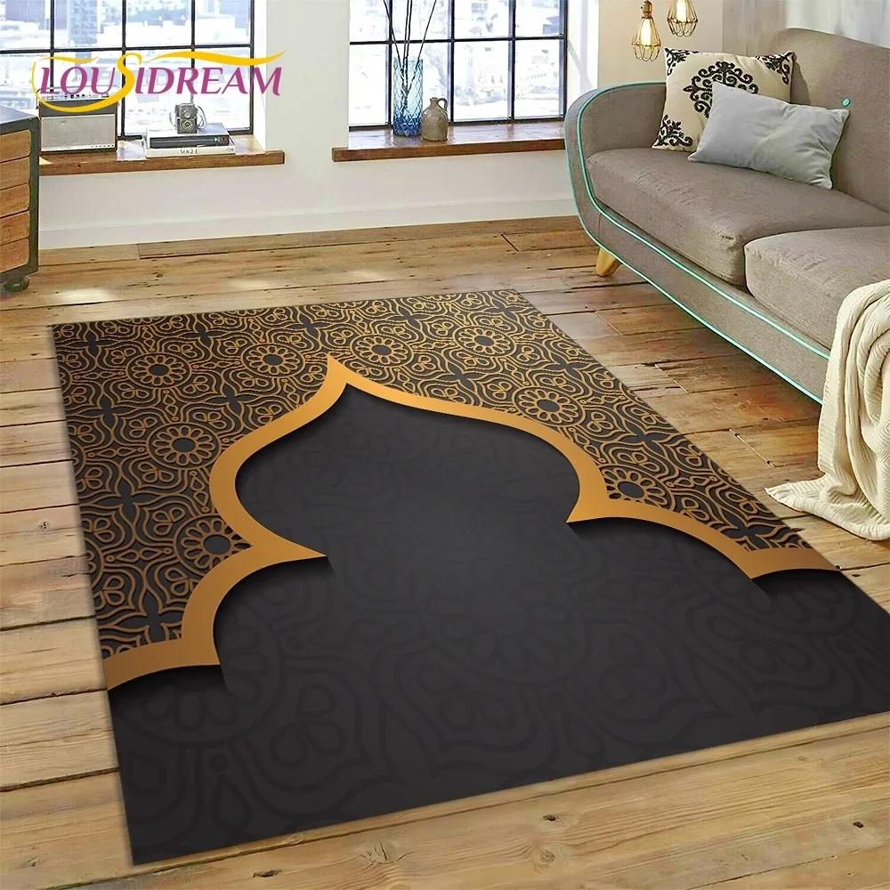 Muslim Islam Prayer Kneeling Poly Mats Mandala Carpet Rug for Bedroom Living Room Home Sofa Decoration,Large Decor Floor Mat