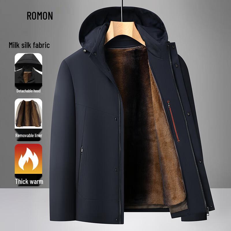

Romon Men s 3-in-1 Detachable Hooded Winter Parka 4XL