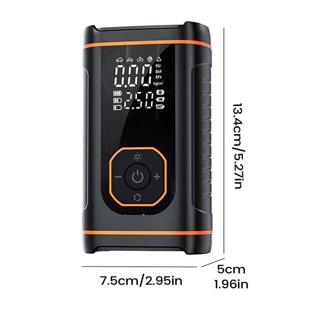 Digital Display Portable Tire Inflator Pump, USB Rechargeable Air Compressor, Suitable for Car, Bicycle, and Motorcycle Tires