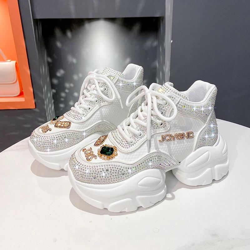Fashion Women'S Shoes New Rhinestone Women'S Sneakers Diamond Breathable Luxury Designer Casual Platform Shoes  Mujer