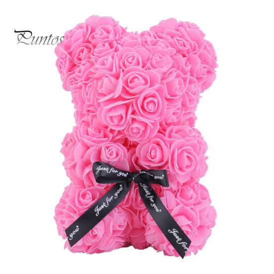 

Кукла-медведь из роз, украшение в виде цветка из пенопласта, искусственные цветы, фигурка медведя, подарок на День матери, День святого Валентина для жены, подруги розовый