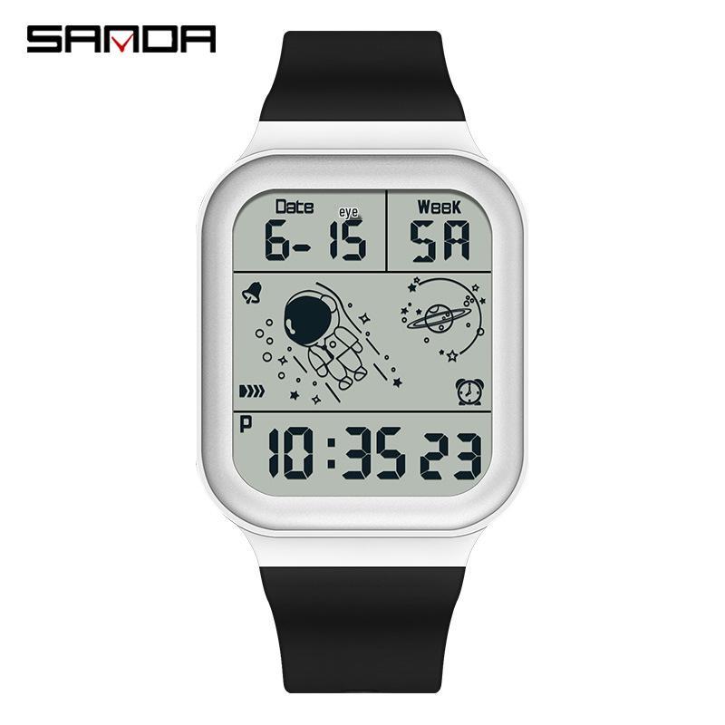 Sanda Astronaut Square Large Screen Unisex Multifunctional Watch with Detachable Strap