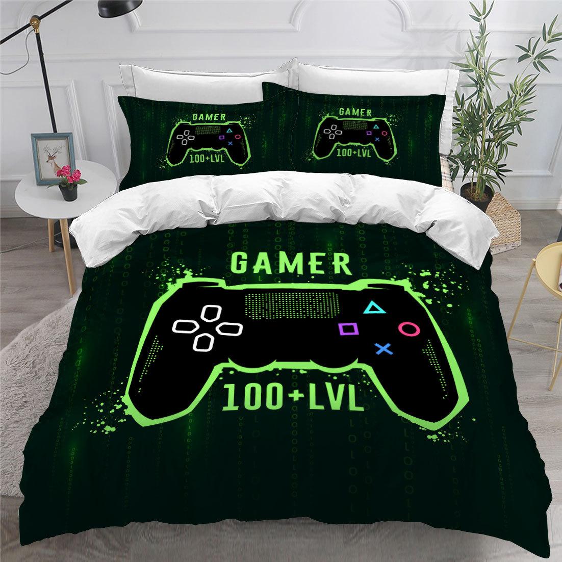 

Gamer Duvet Cover Set for Boys Gaming Bedding Set for Teen Video Game Comforter Cover Playstation King Size 2/3pcs Quilt Cover Tool EU single(135x200cm)