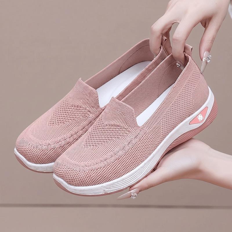 Flying woven lazy shoes women's one-pedal breathable soft-soled mesh shoes outdoor versatile casual shoes women