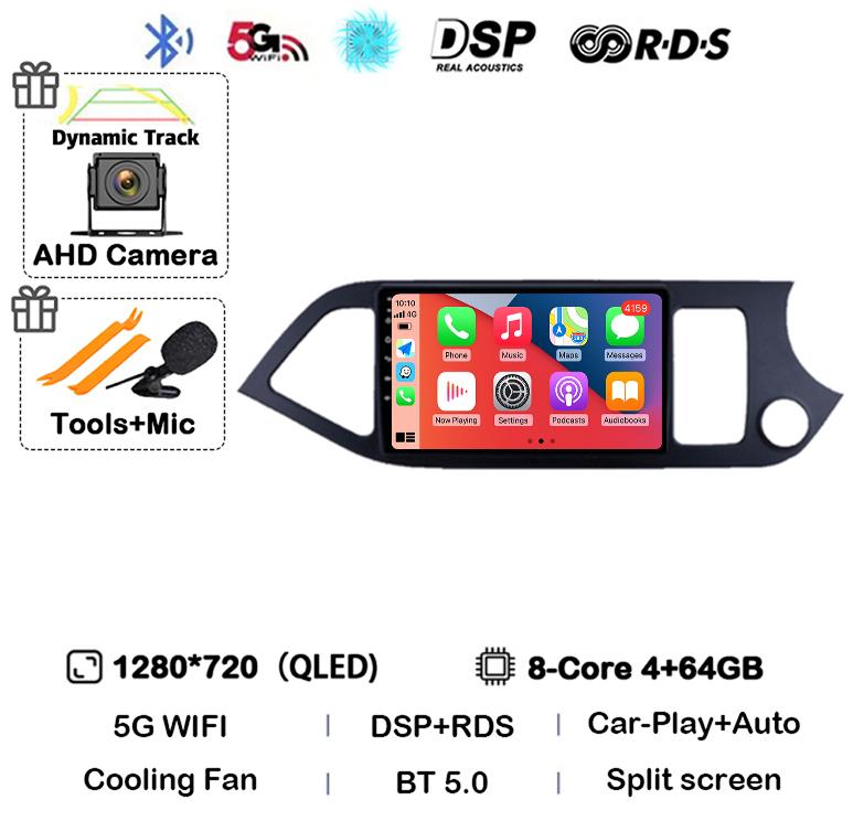 Android 14 WIFI+4G Carplay For KIA PICANTO Morning 2011 2012 2013 2014 2015 2016 RHD Car Radio GPS Multimidia Player Head Unit