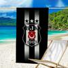 Ręcznik plażowy z mikrofibry Besiktas Crest Legacy 1903, Lekki i szybkoschnący, na letnie podróże, Niezbędny na plażę, Basen, Outdoor