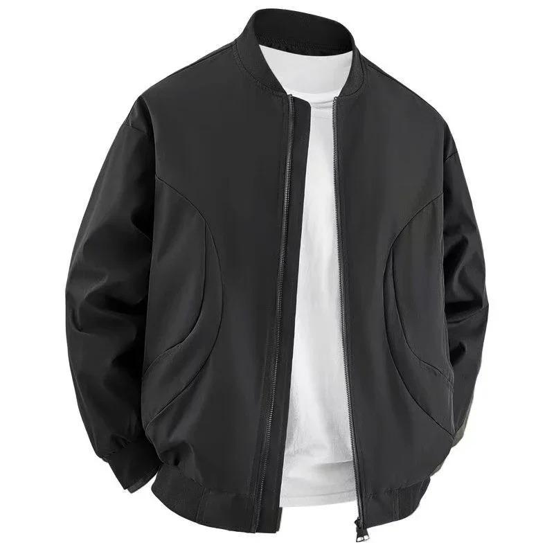 Chaqueta Bomber Nueva de Primavera para Hombre Elegante Cuello Alto Cremallera Cortavientos Ropa Exterior Informal para Exteriores de Moda Chaqueta de Manga Larga