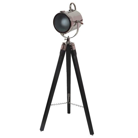 93.98 Cm Black Wooden Tripod Spotlight Industrial Nautical Searchlight for Home, Office, Livingroom, Bedroom, Diningroom Decor