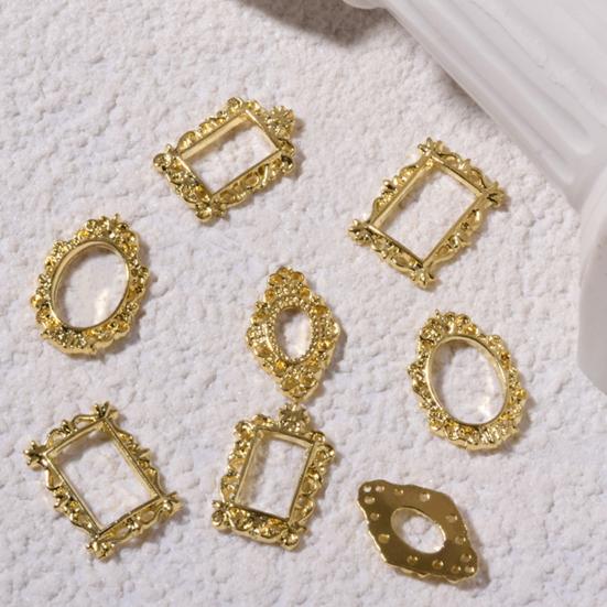5Pcs/Set DIY Painting Frame Shape Nail Decor Exquisite Stylish Metal Manicure Art Decor