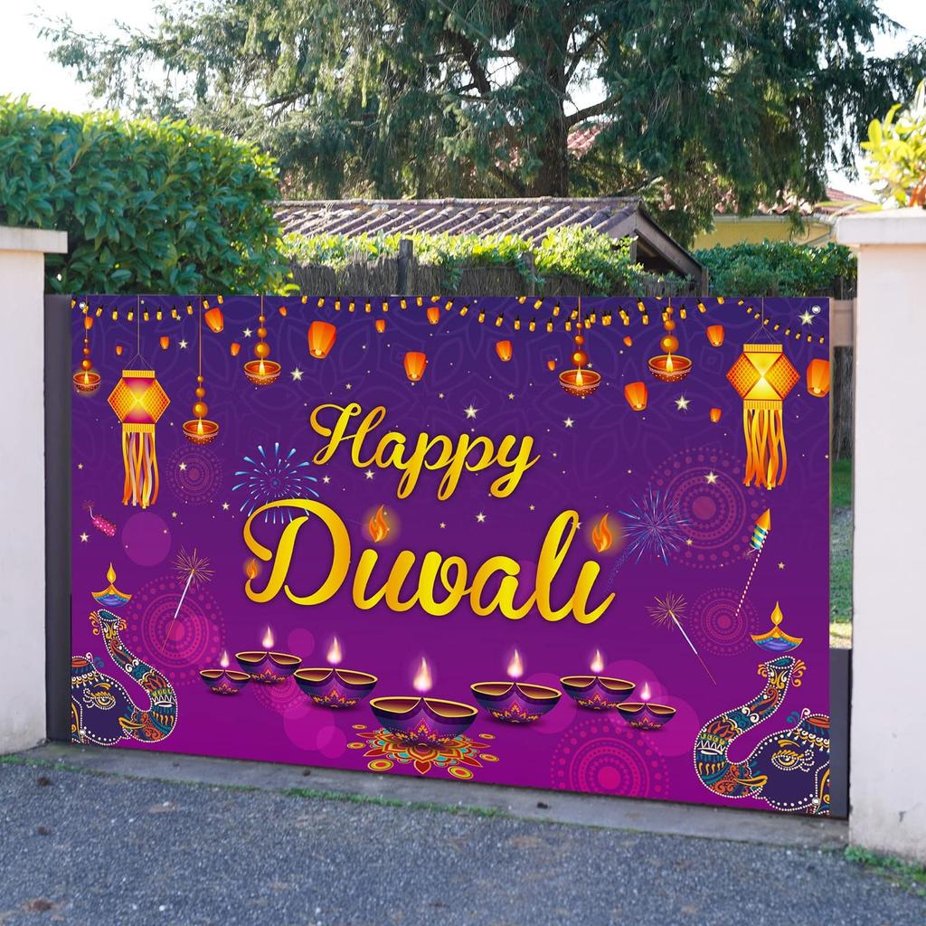 Striscione Diwali Decorazioni per Feste Forniture Striscione Sfondo Felice Diwali